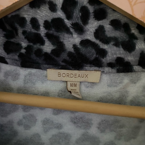 Women’s Anthropologie Bordeaux Gray Leopard Print Moto Zip Up Jacket Size Medium - Picture 4 of 6